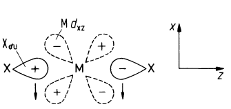 Zgięcie cząsteczki MX2 prowadzi do nakładania orbitali sigma fluorowca i dxz atomu berylowca